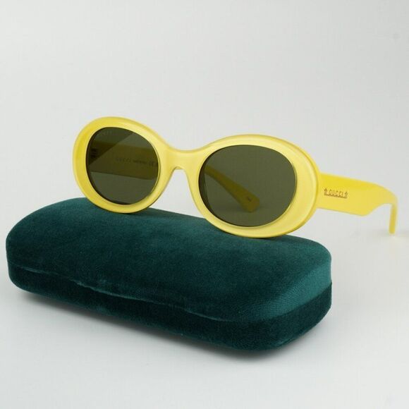 NEW Gucci GG1587S 004 Yellow Green Women Oval Sunglasses GG 1587S